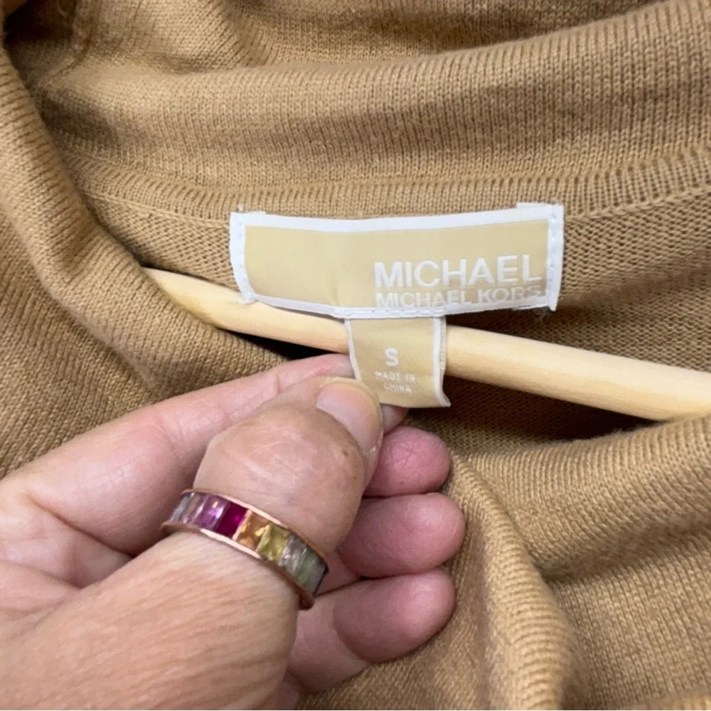 Michael Kors Tan Fringe Cowl‎ Neck Sweater Size Small